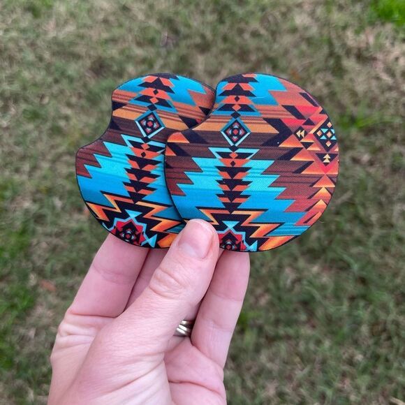 Hand Crafted Other - Boho Aztec Car Coaster Set | Car Accessories